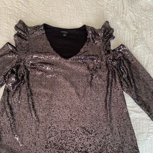Lane Bryant sequin cutout blouse